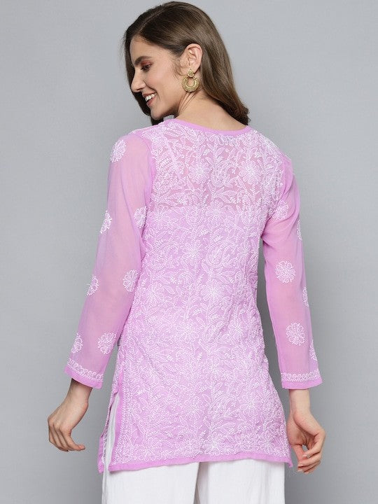 Lavender Georgette Chikankari Tunic Kurta