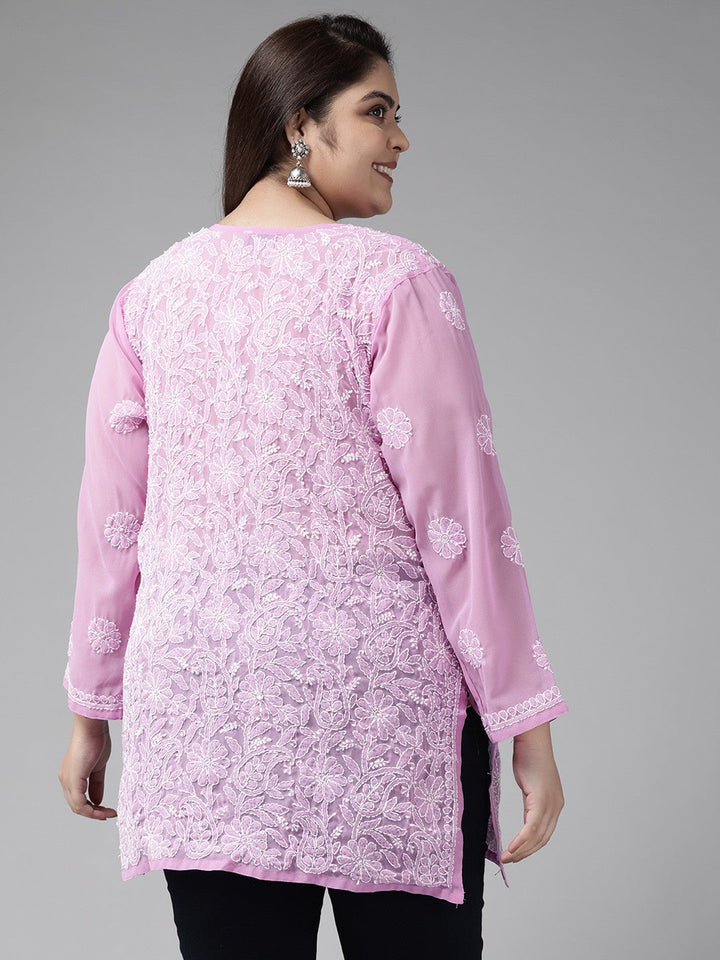 Lavender Georgette Chikankari Tunic Kurta