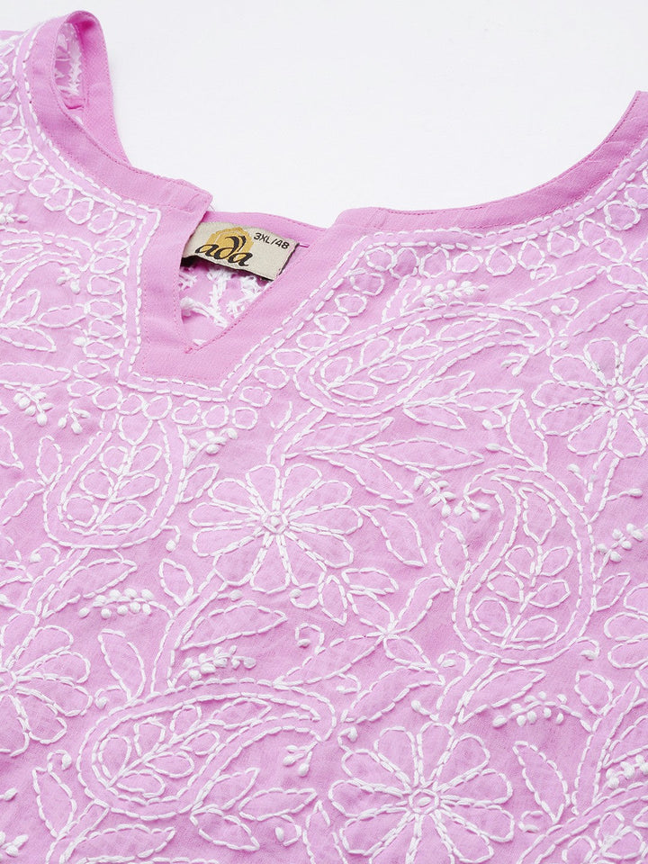 Lavender Georgette Chikankari Tunic Kurta