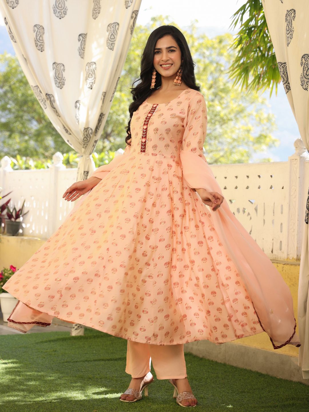 Liba-Orange-Chanderi-Anarkali-Suit-&-Dupatta