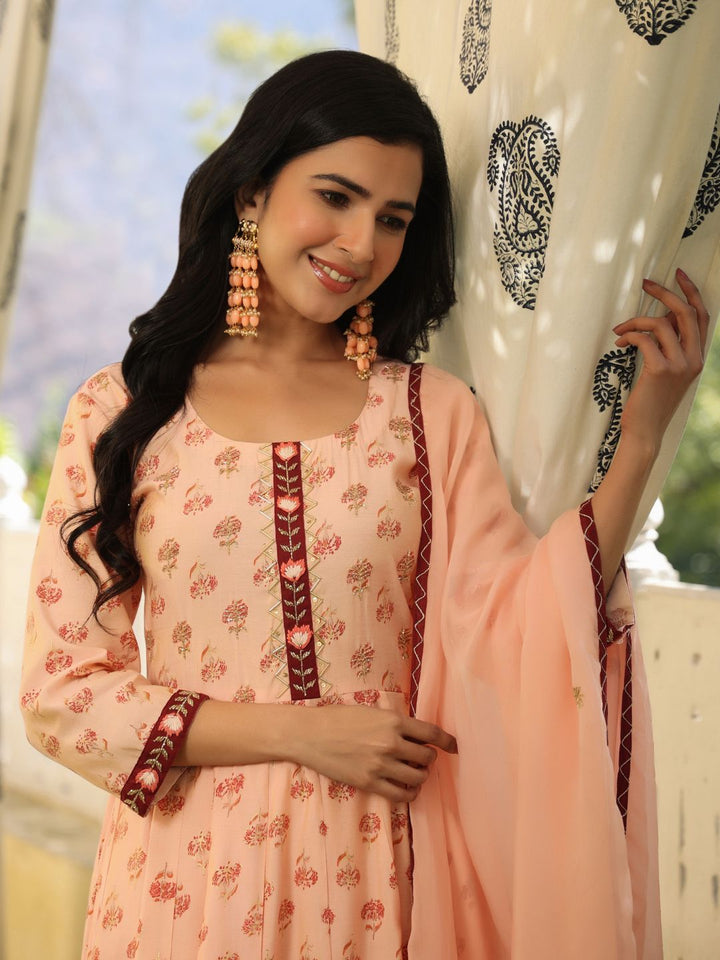 Liba-Orange-Chanderi-Anarkali-Suit-&-Dupatta