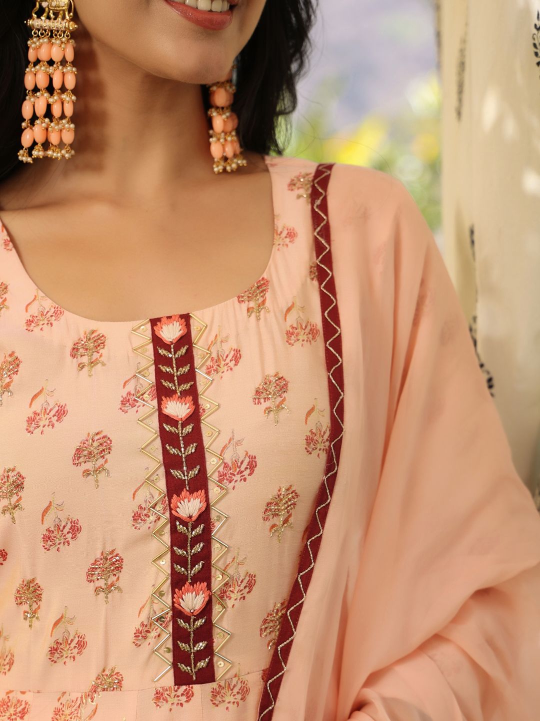 Liba-Orange-Chanderi-Anarkali-Suit-&-Dupatta