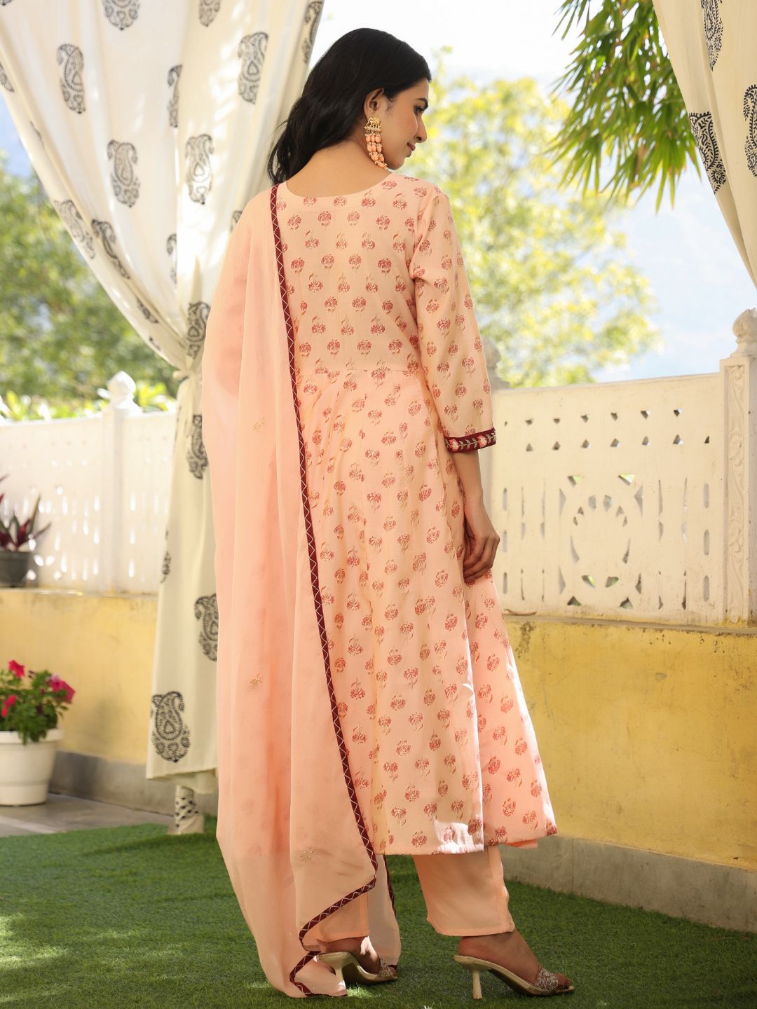 Liba-Orange-Chanderi-Anarkali-Suit-&-Dupatta