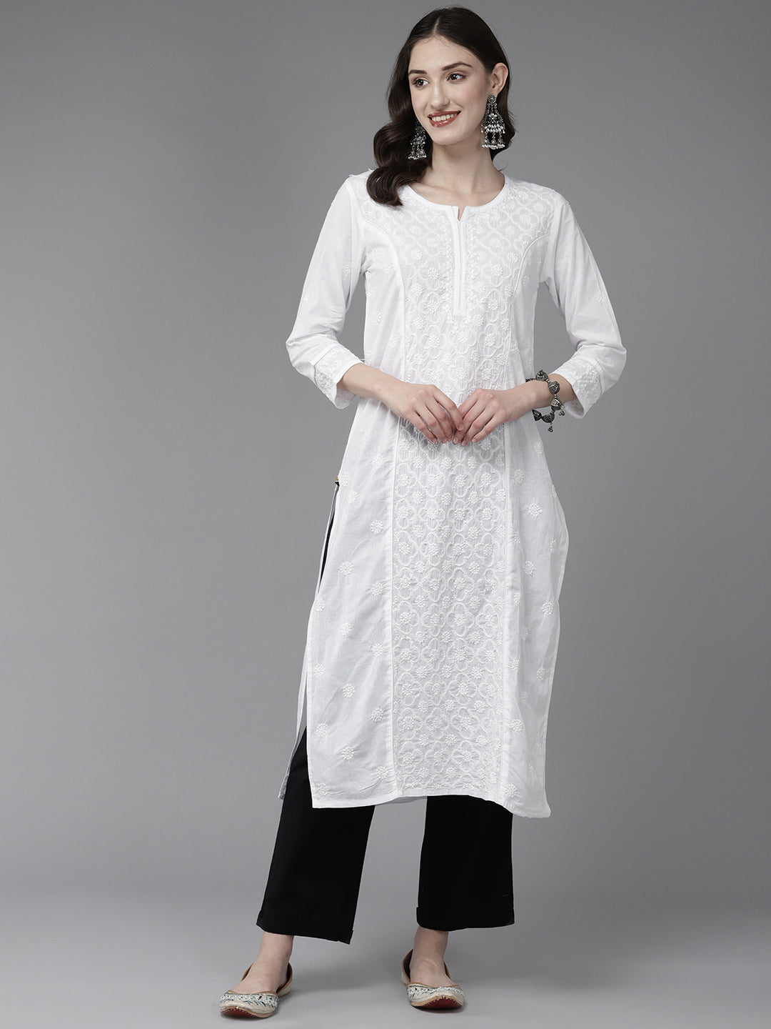 Lucknowi Chikankari White Cotton Kurta