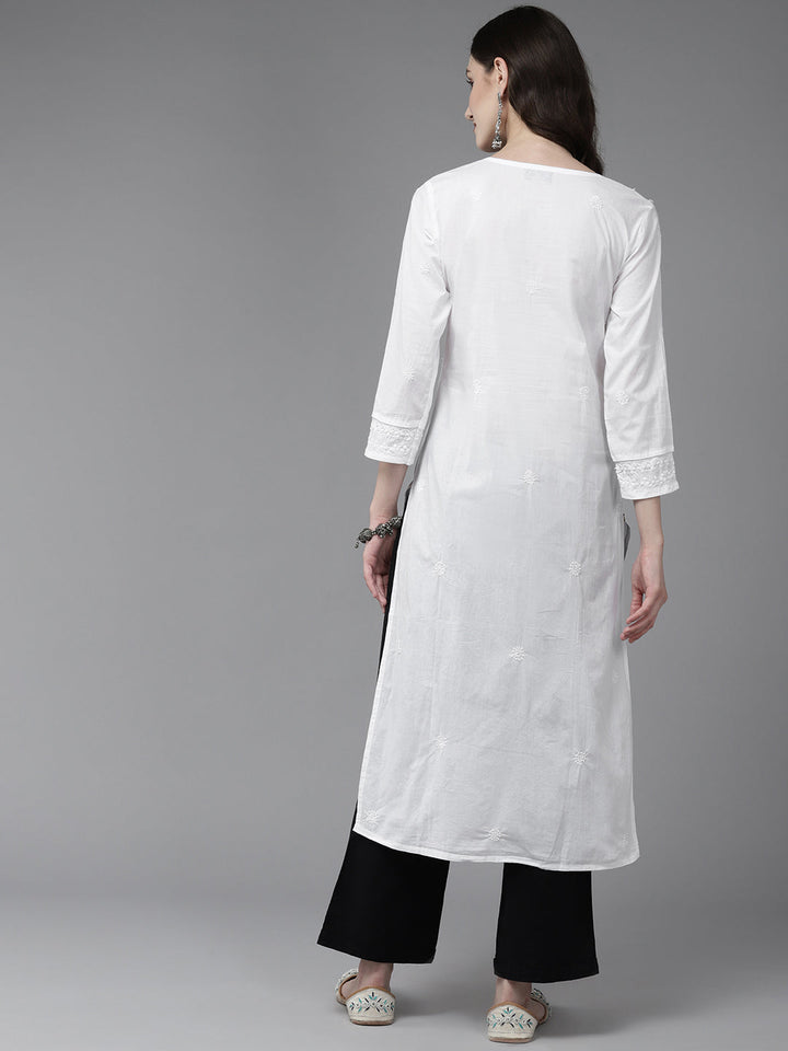 Lucknowi Chikankari White Cotton Kurta