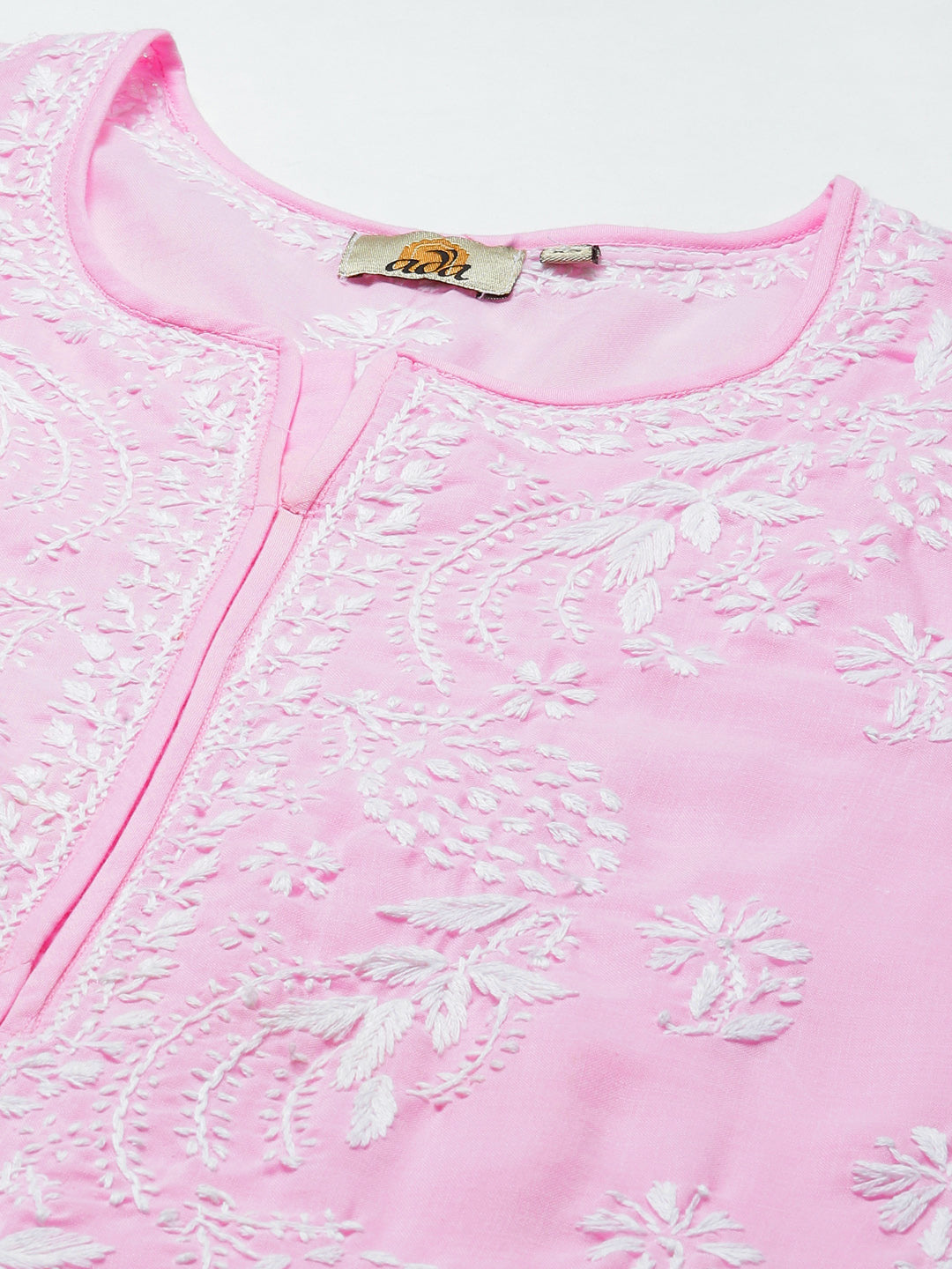 Lucknowi Chikankari Baby Pink Cotton Kurta