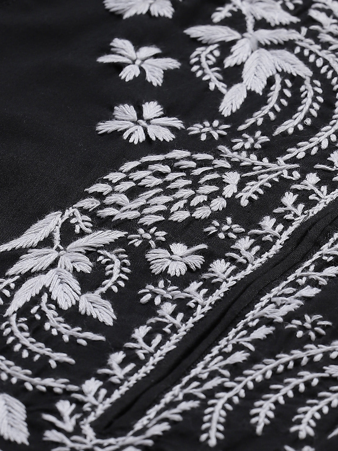Lucknowi Chikankari Black Cotton Kurta