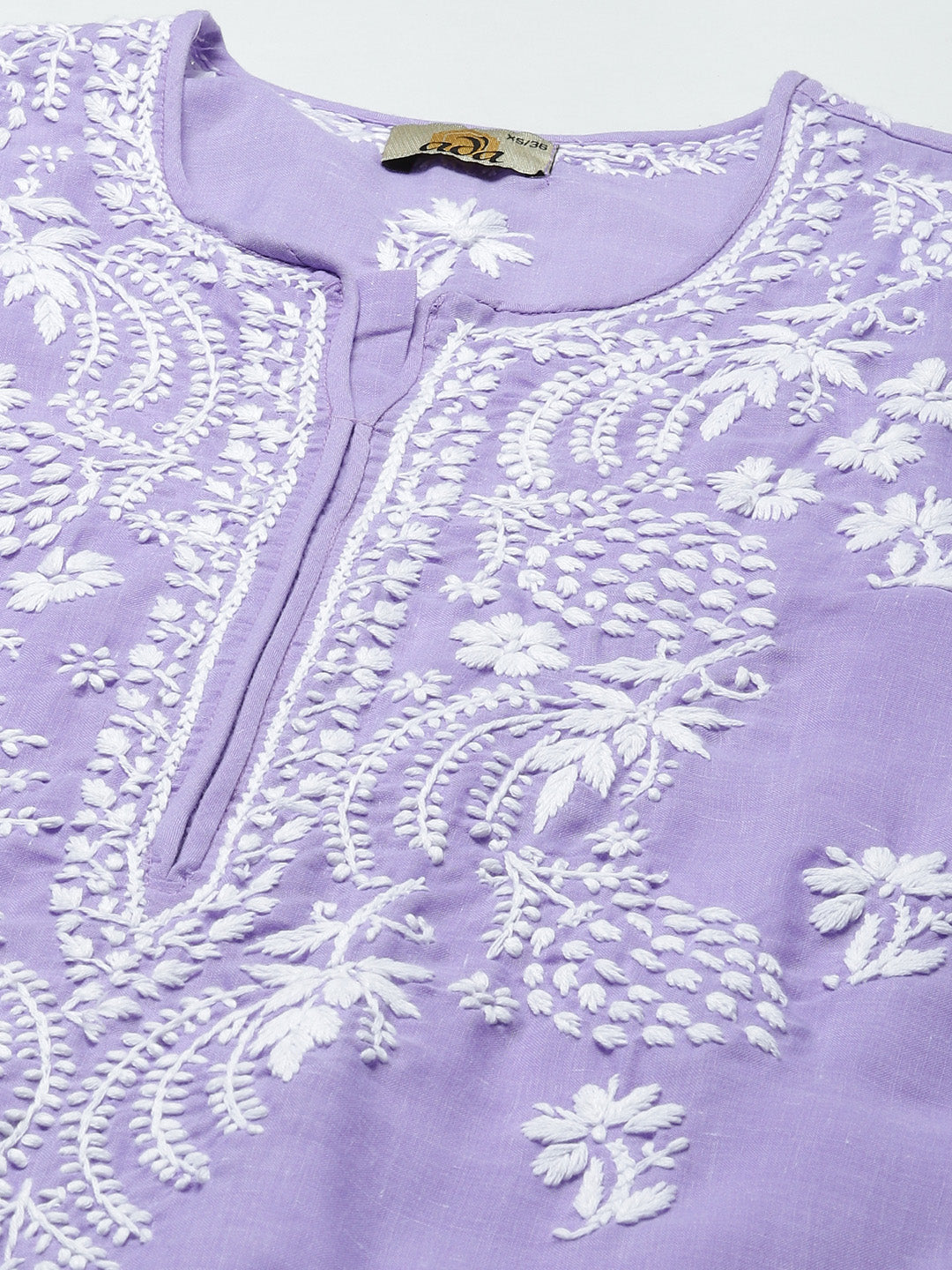 Lucknowi Chikankari Mauve Cotton Kurta