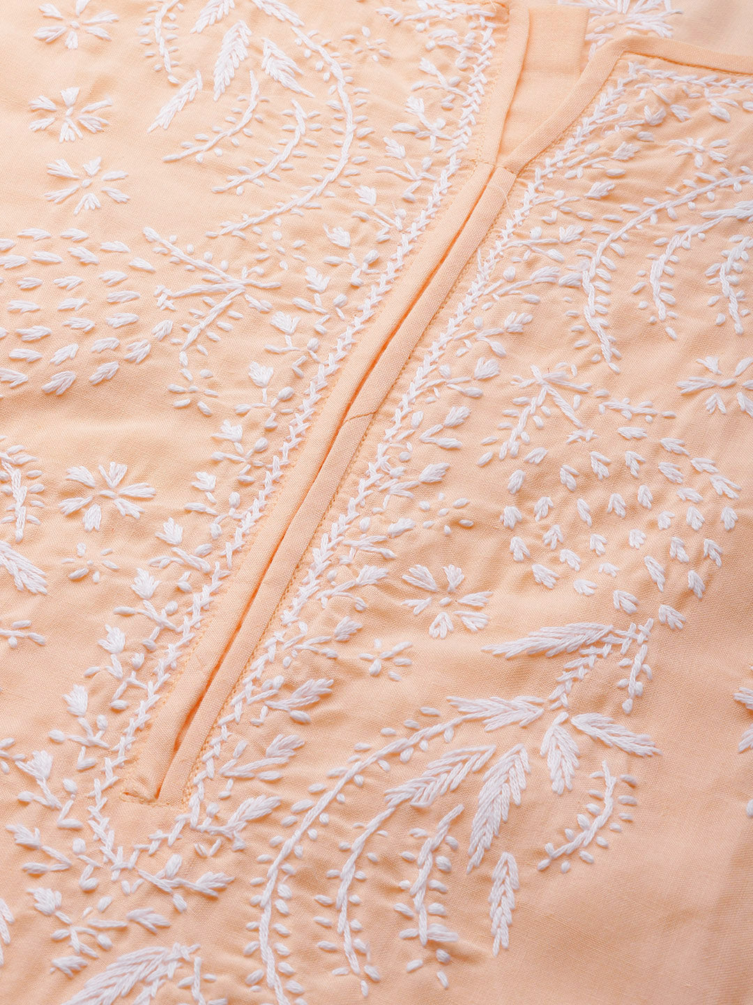 Lucknowi Chikankari Peach Cotton Kurta
