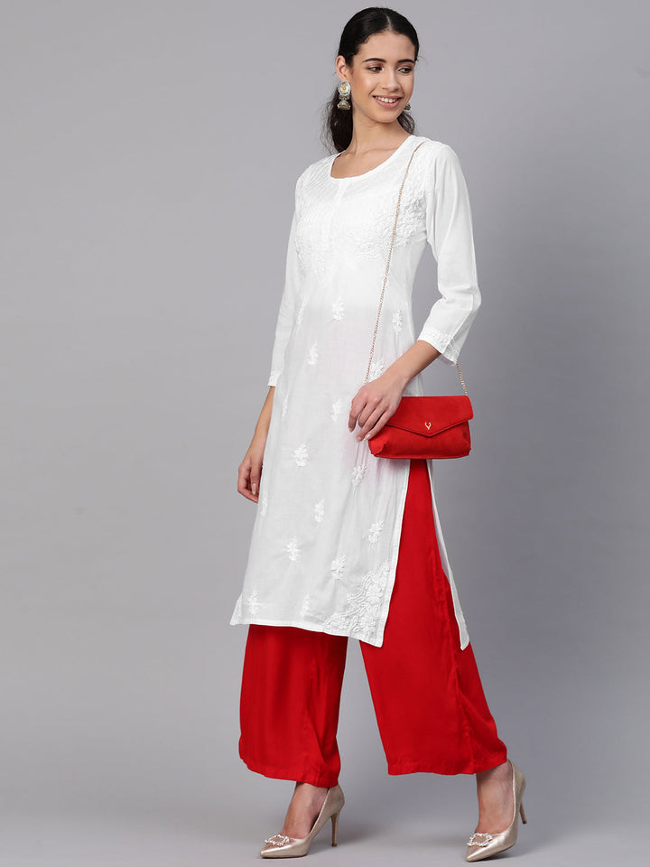 Lucknowi Chikankari White Cotton Kurta