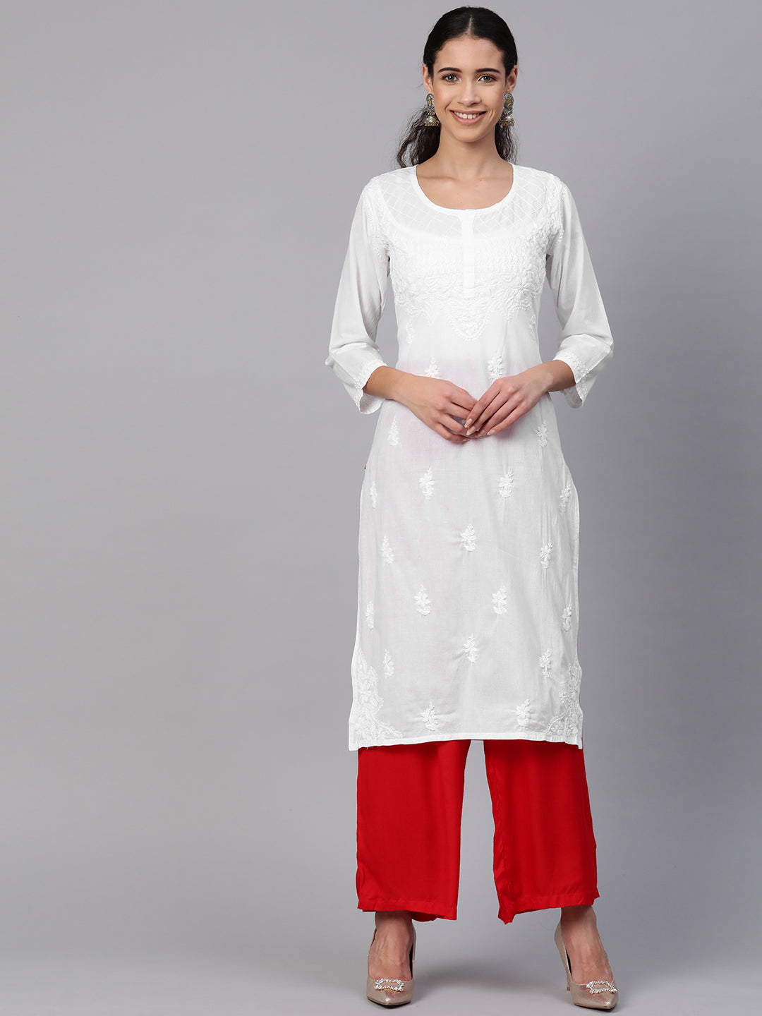 Lucknowi Chikankari White Cotton Kurta