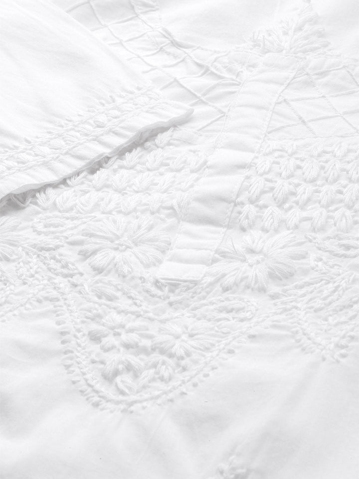 Lucknowi Chikankari White Cotton Kurta