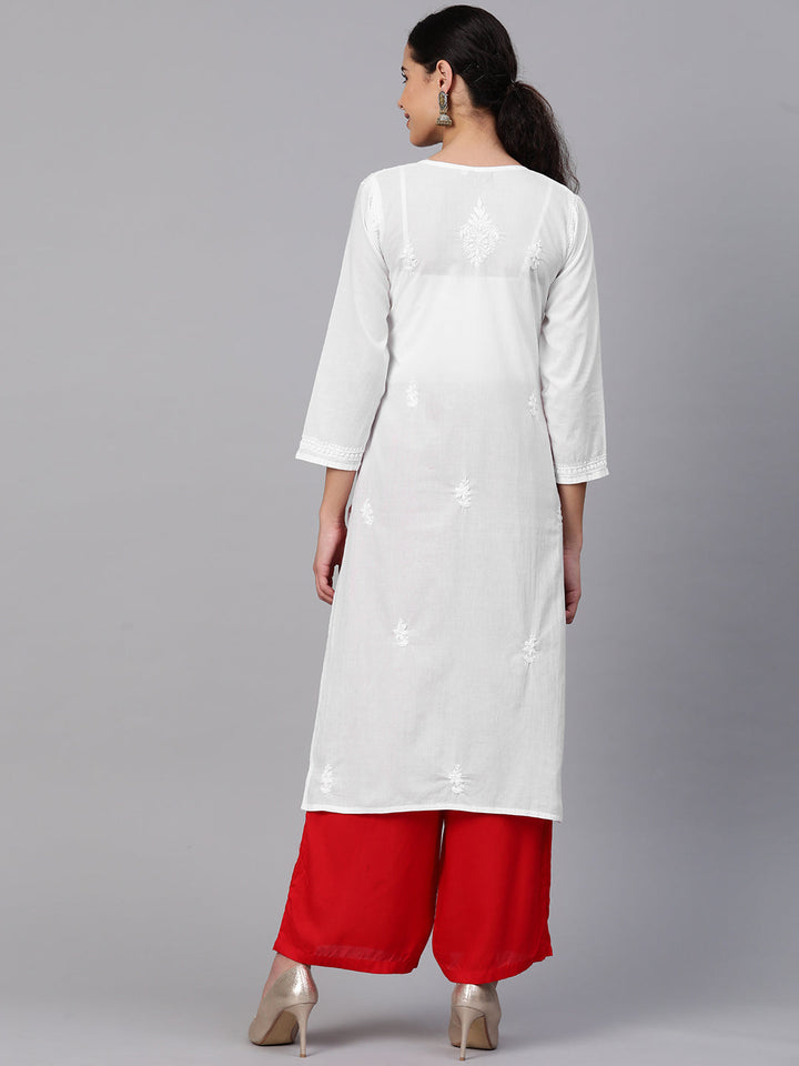 Lucknowi Chikankari White Cotton Kurta