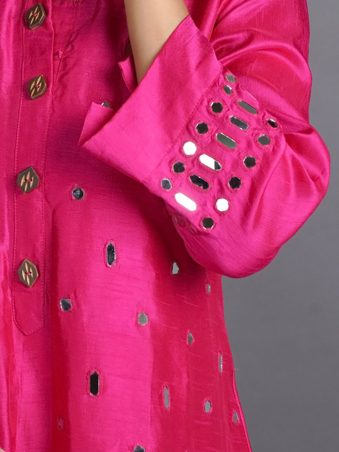 Magenta-Silk-A-Line-Kurta-With-Cotton-Pants