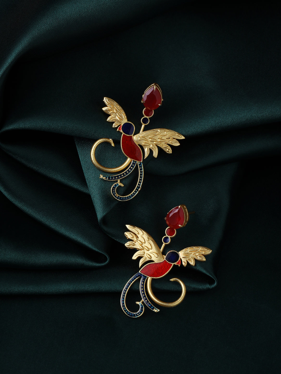 Maroon-Gold-Matte-Brass-Drop-&-Danglers