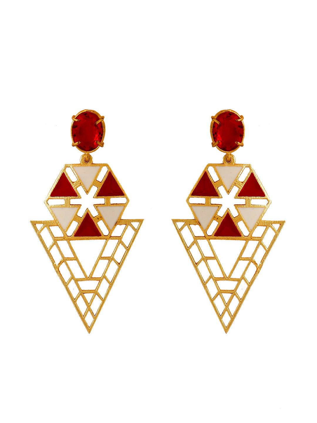 Maroon-Gold-Matte-Brass-Drop-&-Danglers