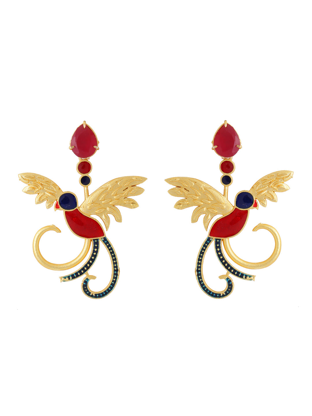 Maroon-Gold-Matte-Brass-Drop-&-Danglers