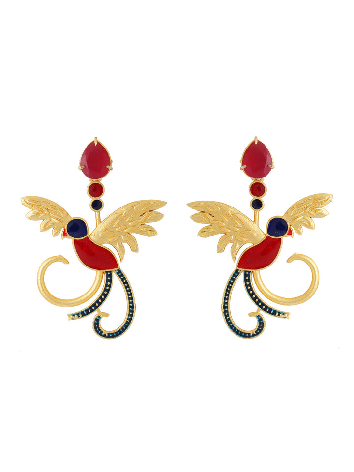 Maroon-Gold-Matte-Brass-Drop-&-Danglers
