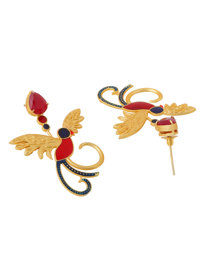 Maroon-Gold-Matte-Brass-Drop-&-Danglers