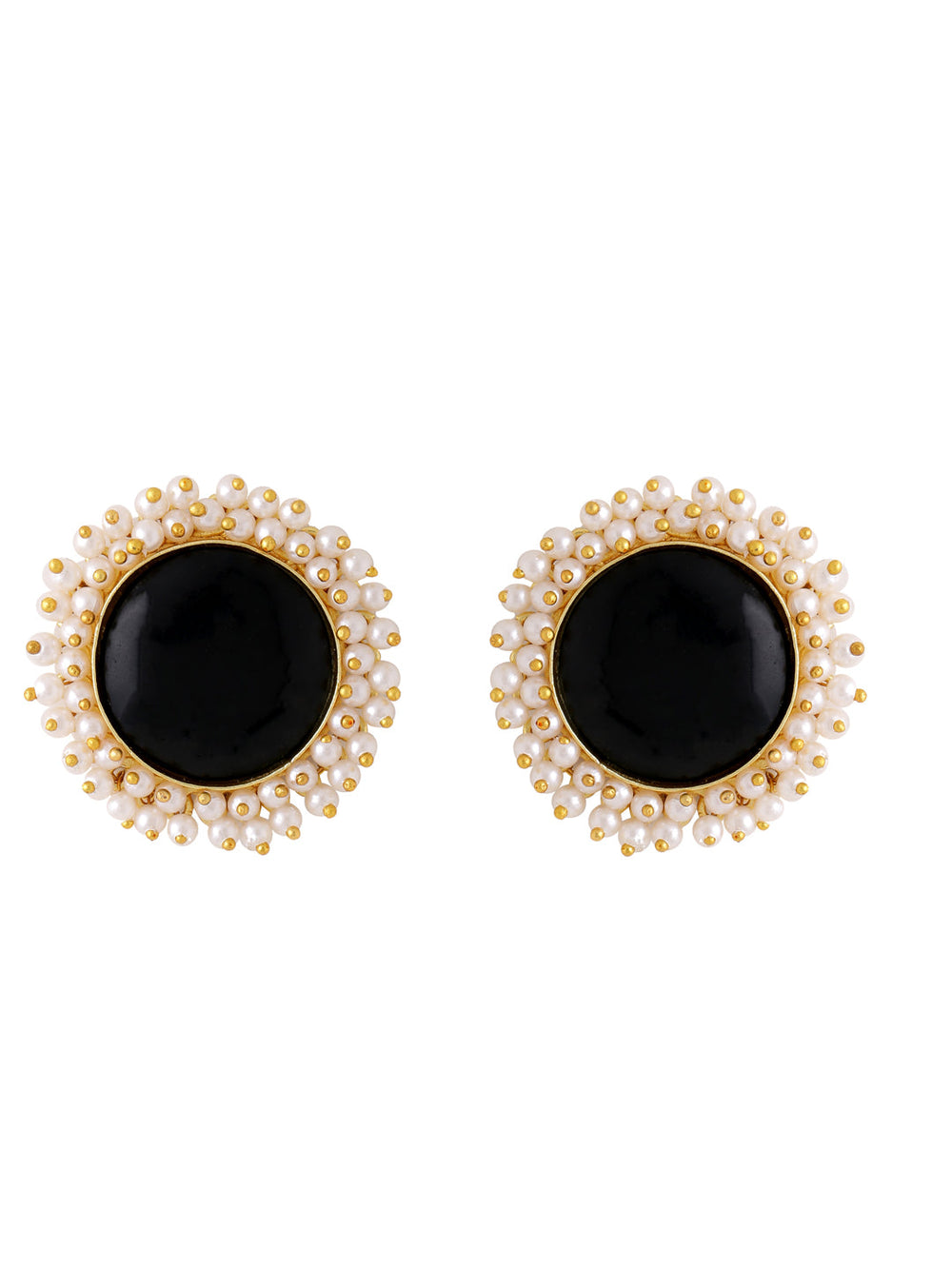 Maroon-Gold-Matte-Brass-Stud-Earrings