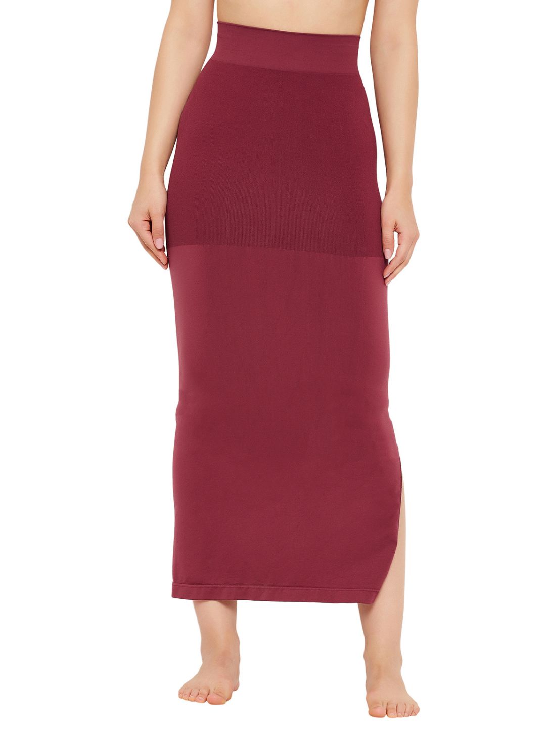 Maroon Nylon Spandex Side Slit Saree Shapewear