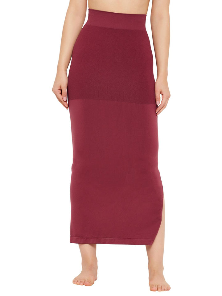 Maroon Nylon Spandex Side Slit Saree Shapewear