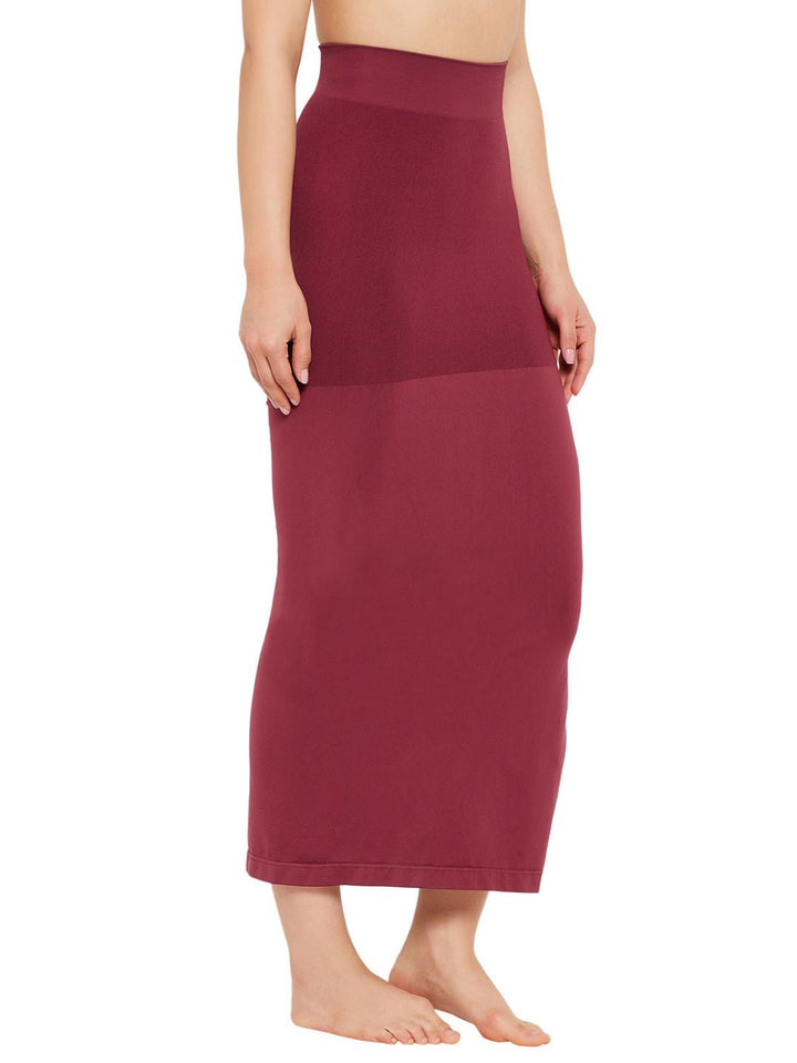 Maroon Nylon Spandex Side Slit Saree Shapewear