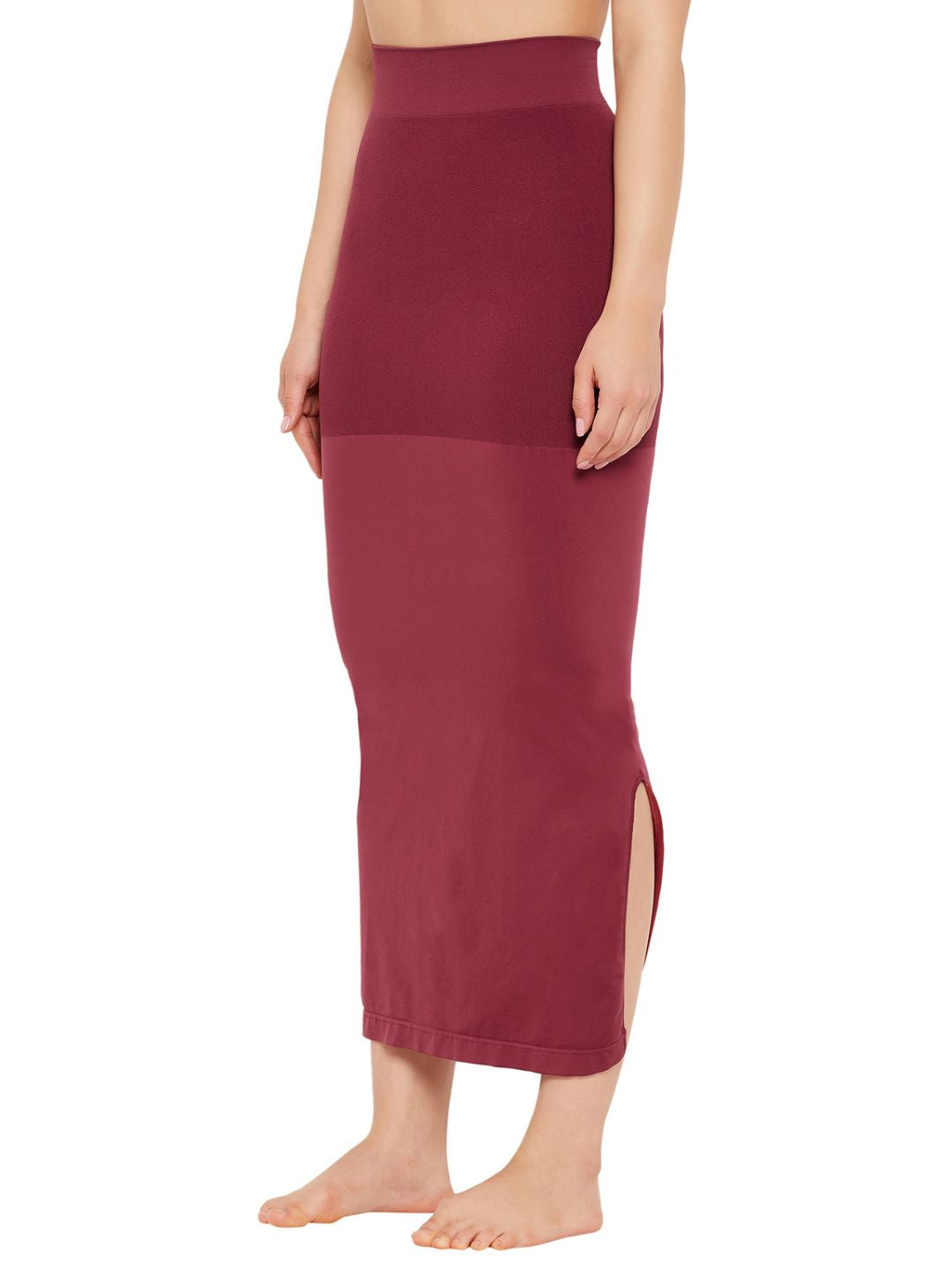 Maroon Nylon Spandex Side Slit Saree Shapewear