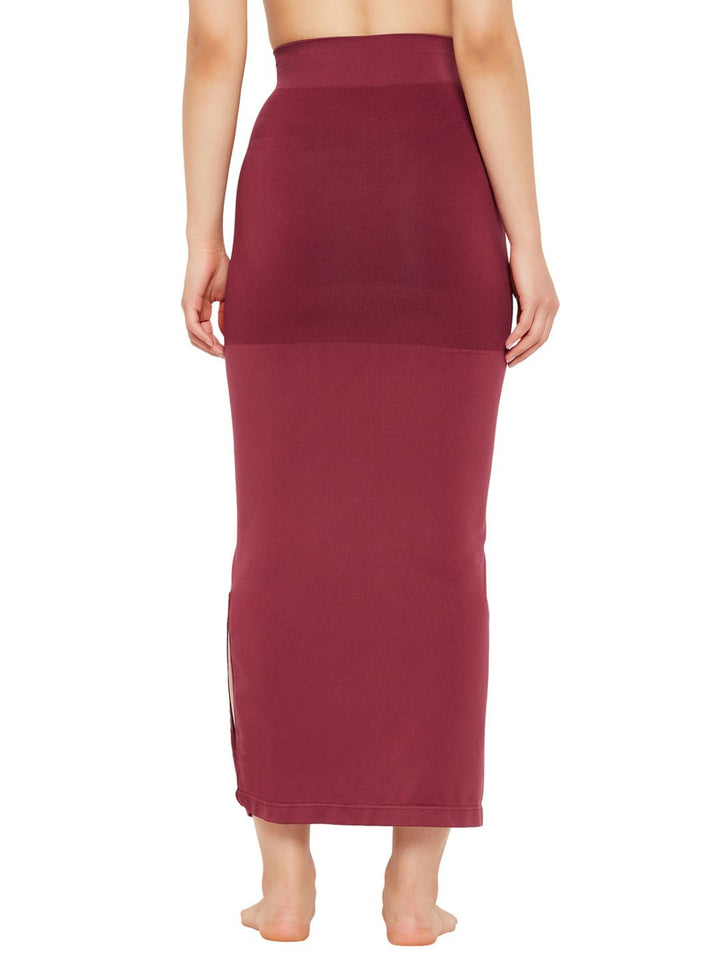 Maroon Nylon Spandex Side Slit Saree Shapewear