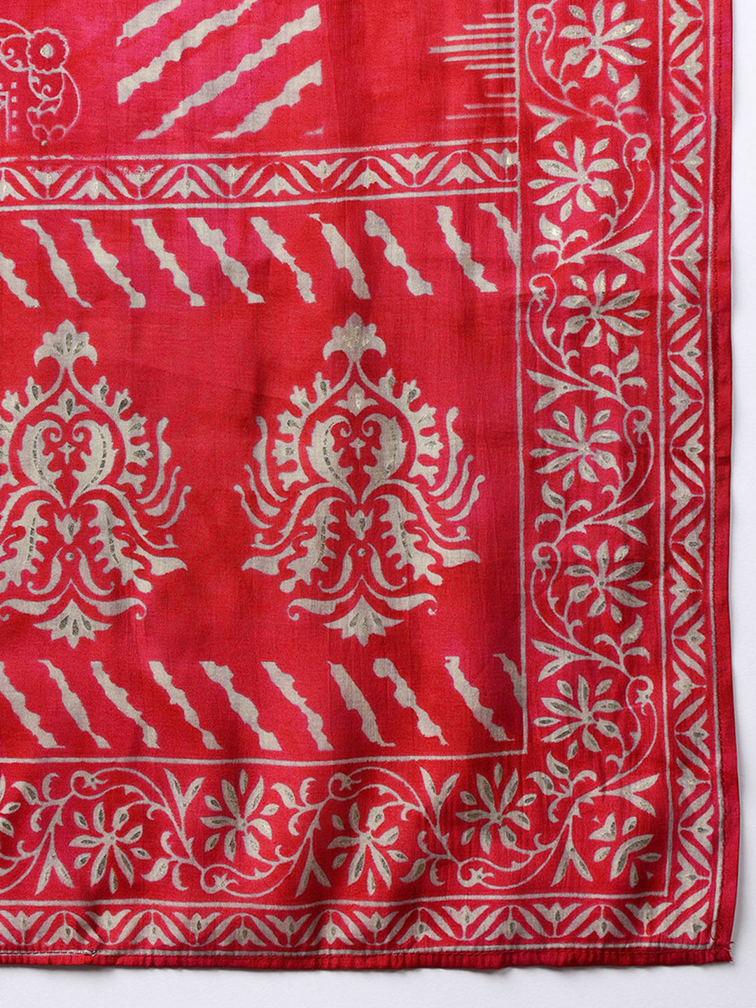 Maroon Polyester Ethnic Motifs Printed Flared Kurta Trouser With Dupatta