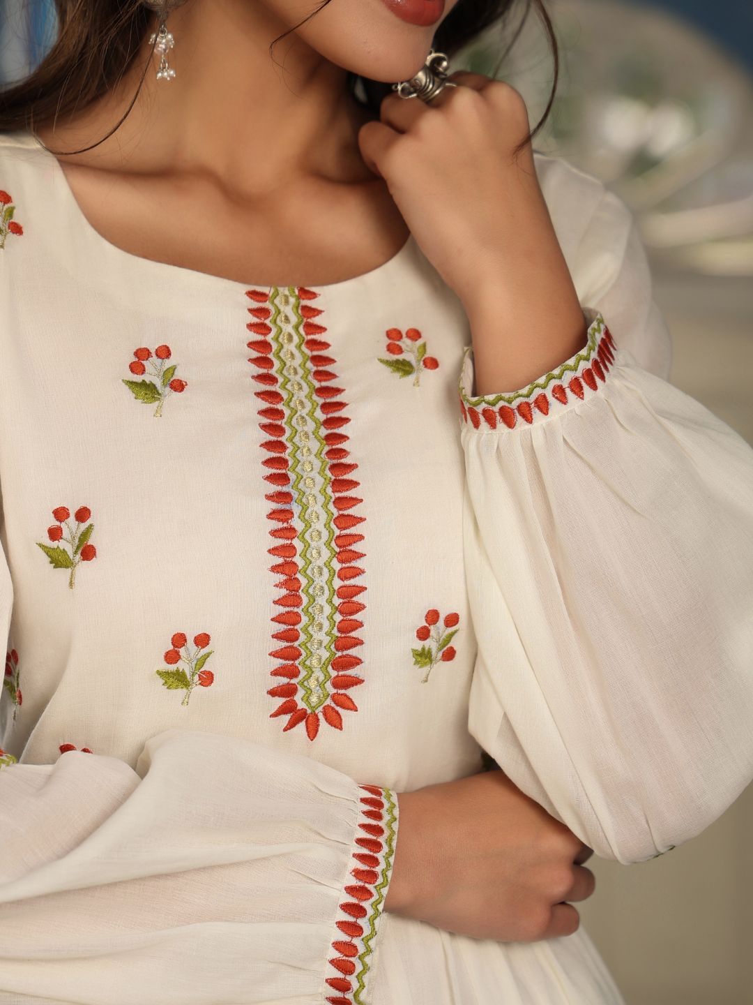 Masakali-White-Cotton-Anarkali-Kurta-&-Pant