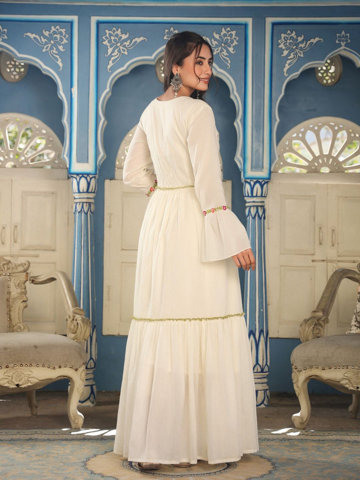 Masakali-White-Cotton-Embroidered-Tiered-Gown
