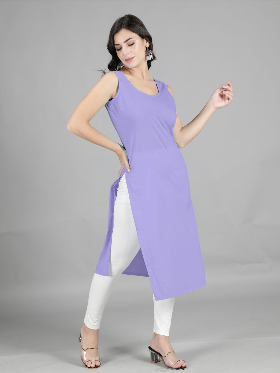 Mauve Cotton Long Slip for Chikankari Kurta