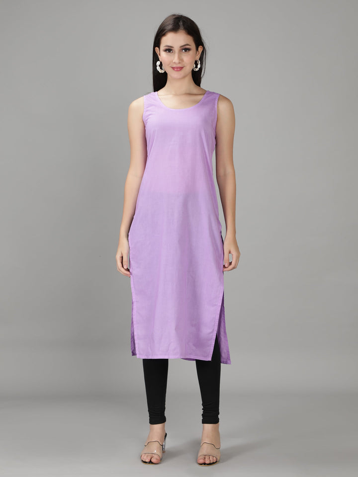 Mauve Georgette Chikan Kurta & Inner Slip