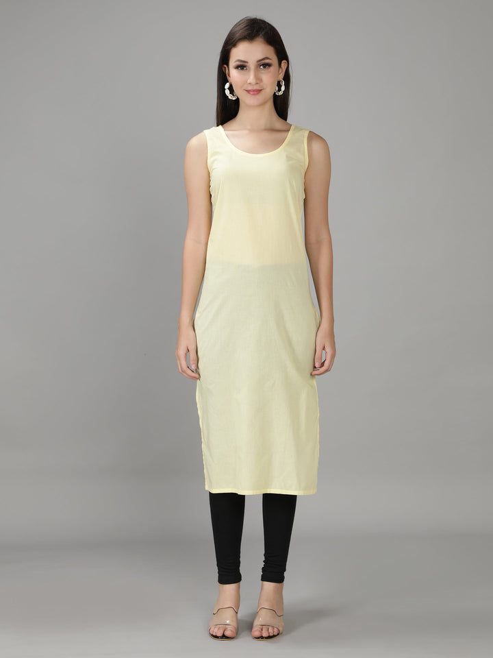 Mild Yellow Georgette Chikan Kurta with Slip
