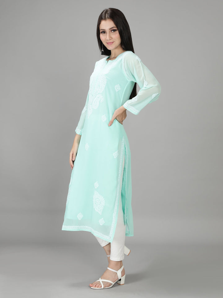 Mint Green Georgette Kurta & Matching Slip
