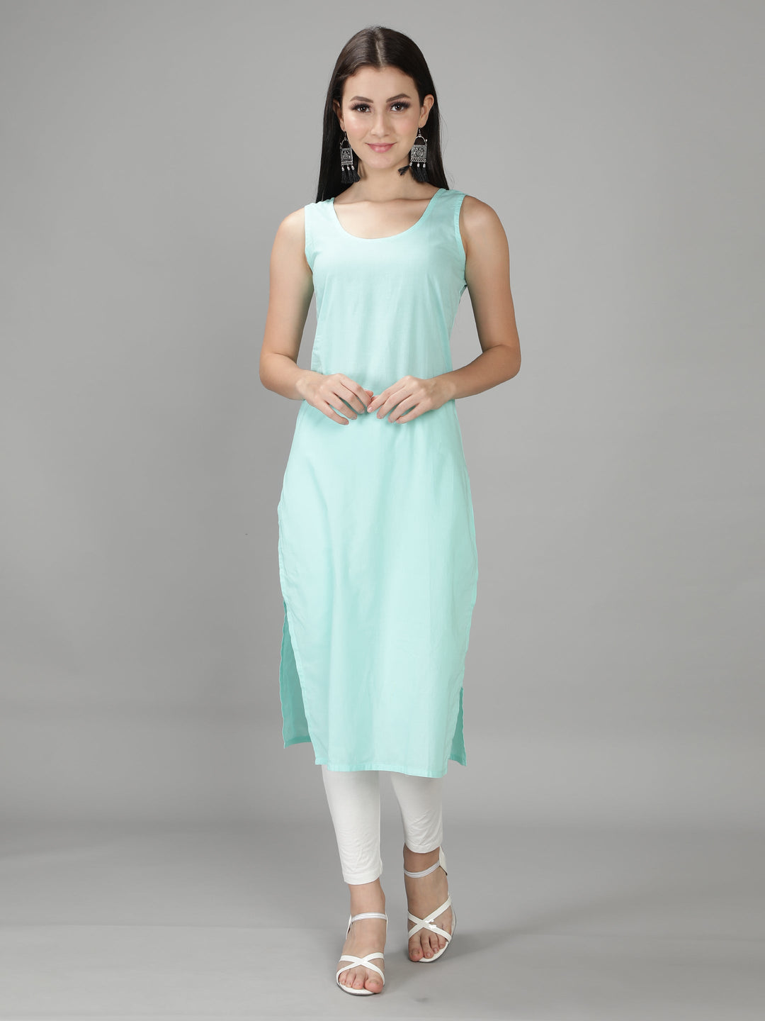 Mint Green Georgette Kurta & Matching Slip