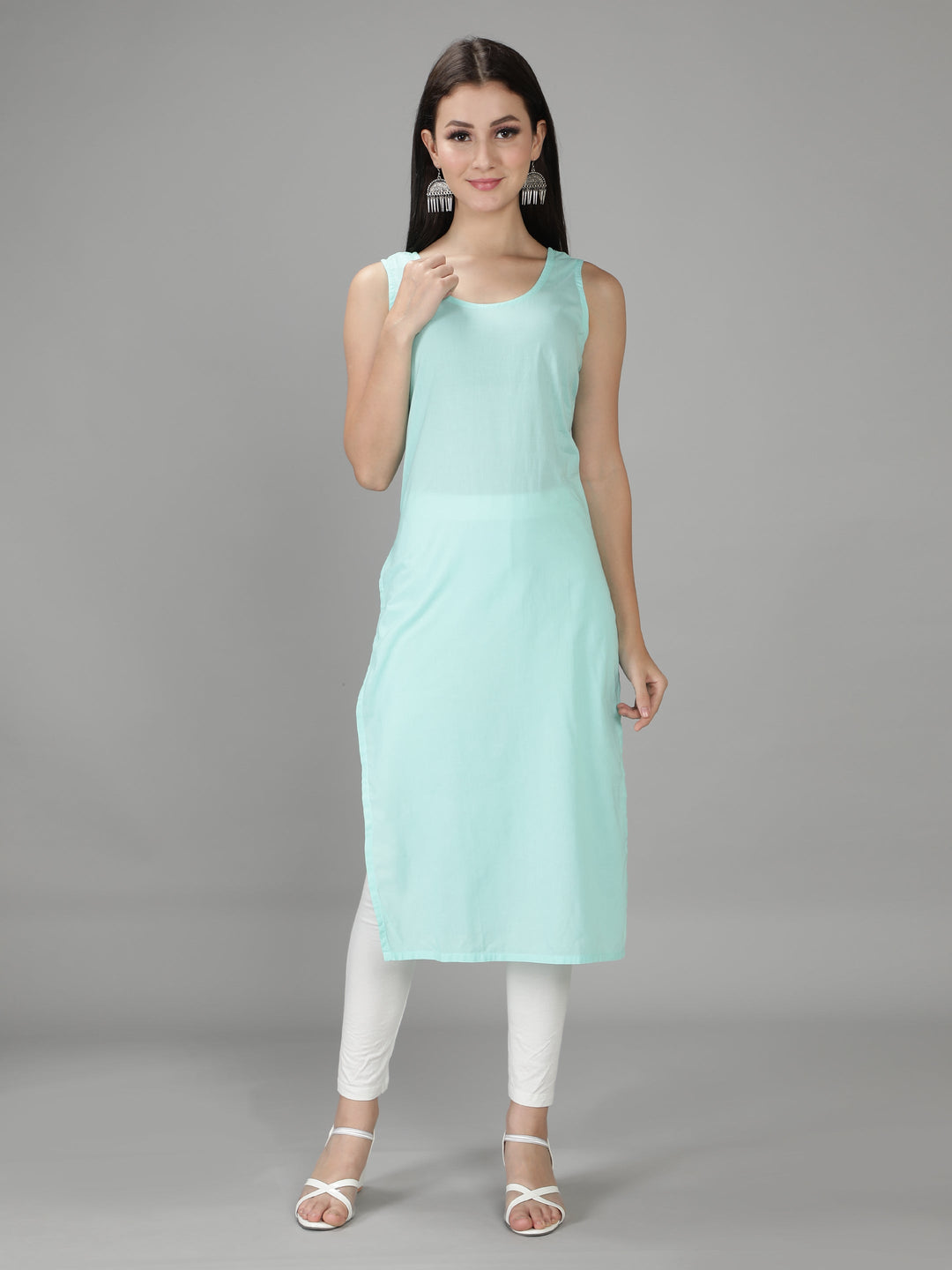 Mint Green Georgette Kurta with Inner Slip