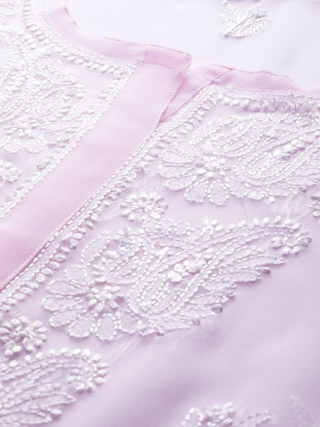 Misty Rose Faux Georgette Chikankari Kurta