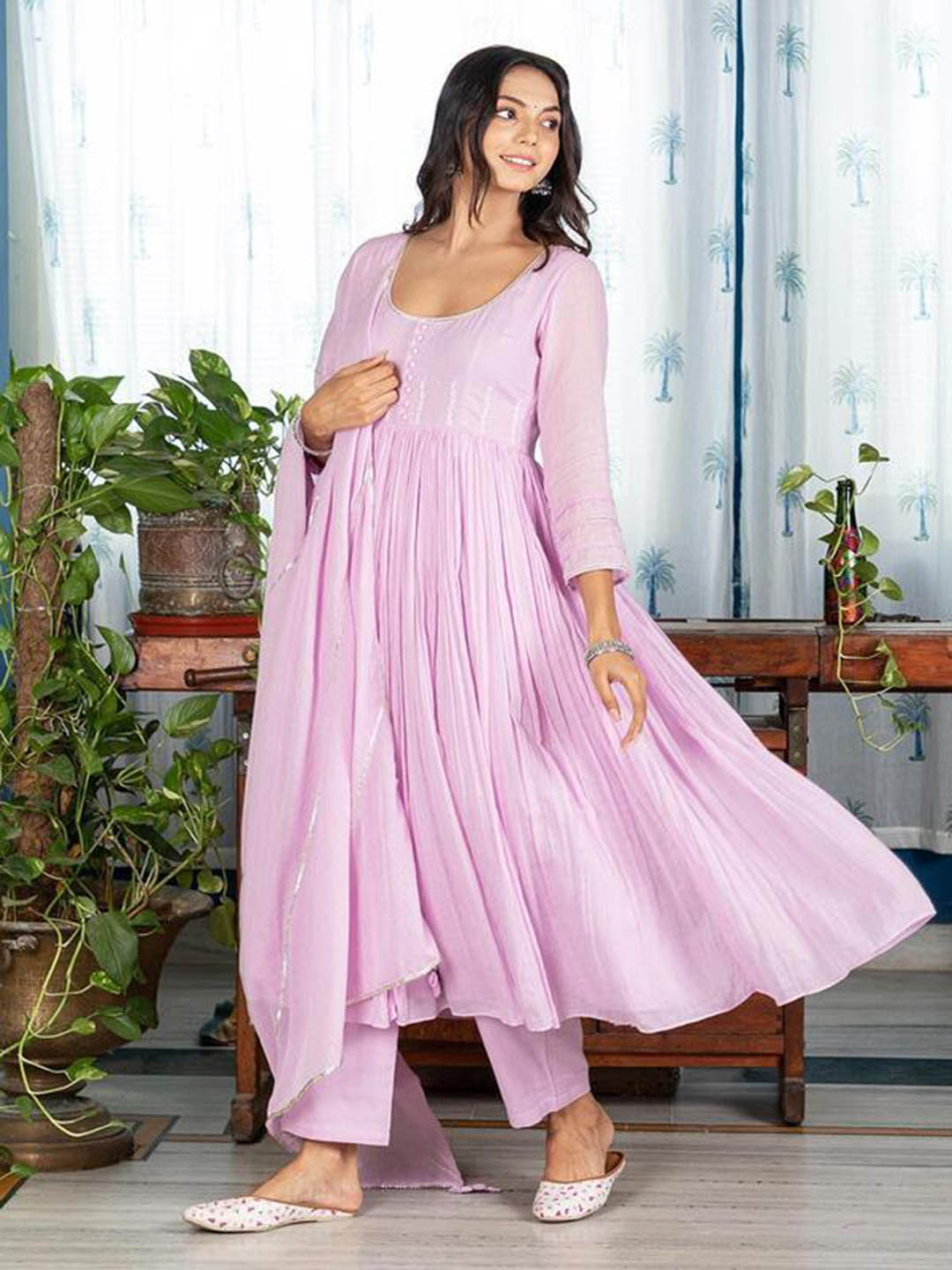Moh-Lilac-Gathered-Anarkali-(Set-Of-3)