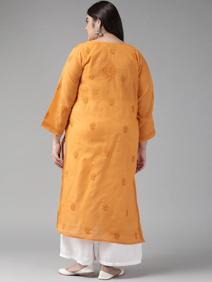 Mustard-Cotton-Lucknowi-Chikan-Kurta-Only