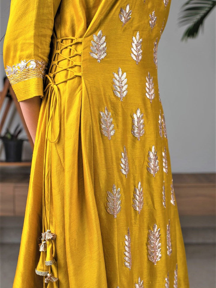 Mustard-Silk-Gotta-Patti-Kurta-With-Pants