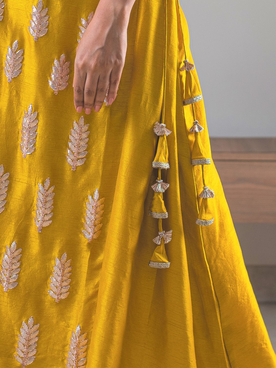 Mustard-Silk-Gotta-Patti-Kurta-With-Pants