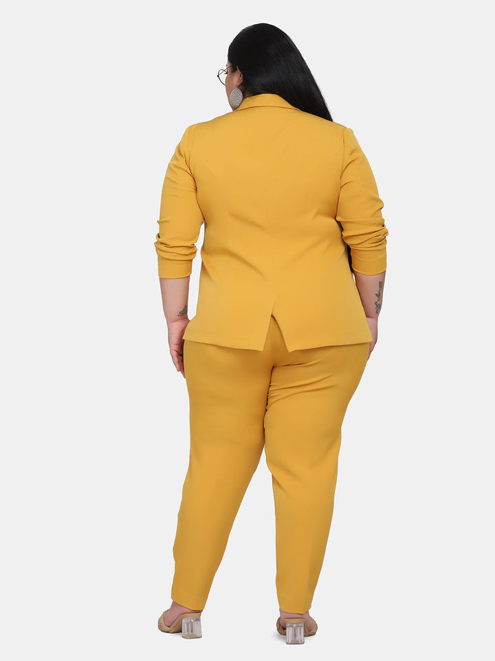 Mustard Yellow Stretch Suit With Pant