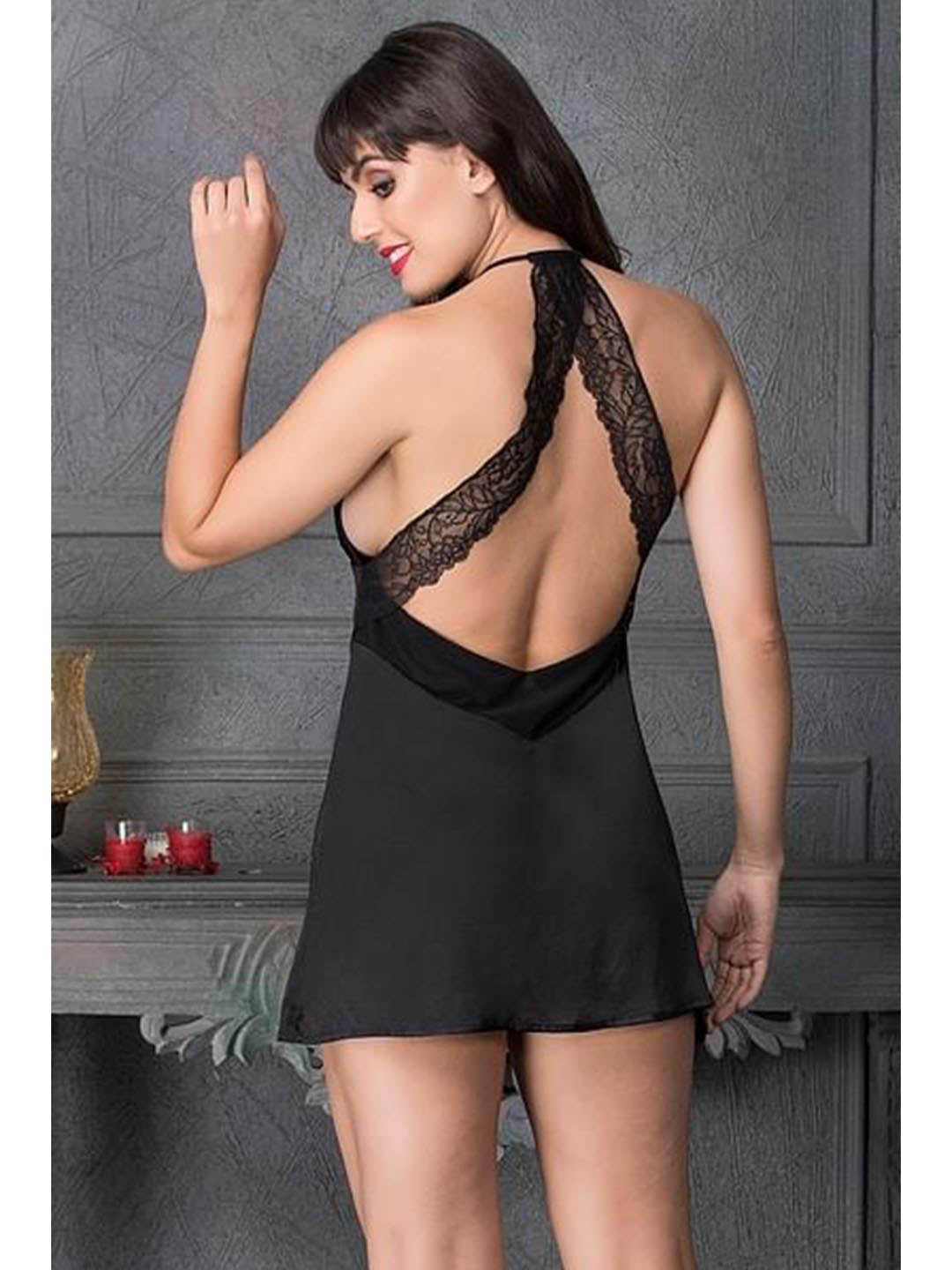 Satin Babydoll With Lacy Back
