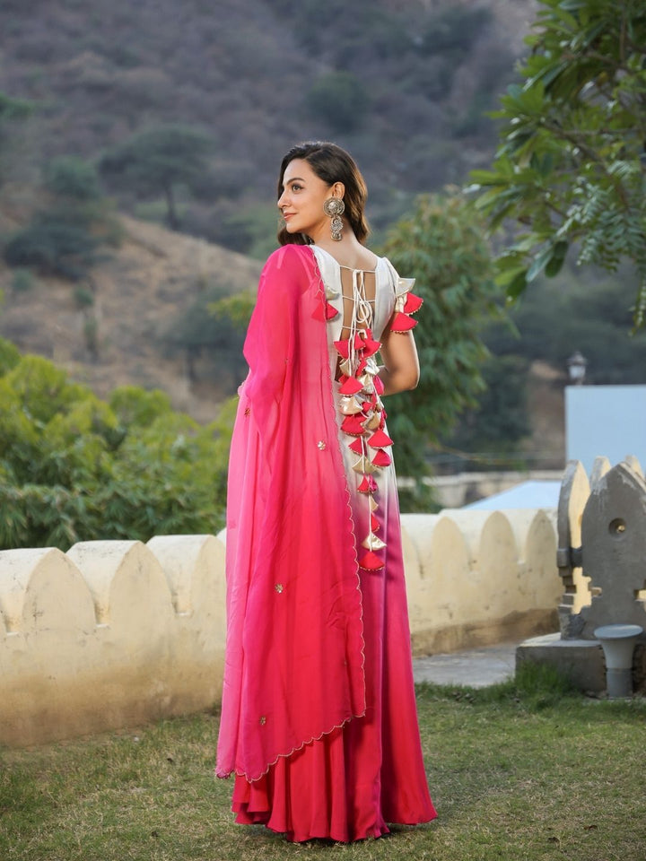 Nadra-White-&-Pink-Ombre-Gown-With-Dupatta