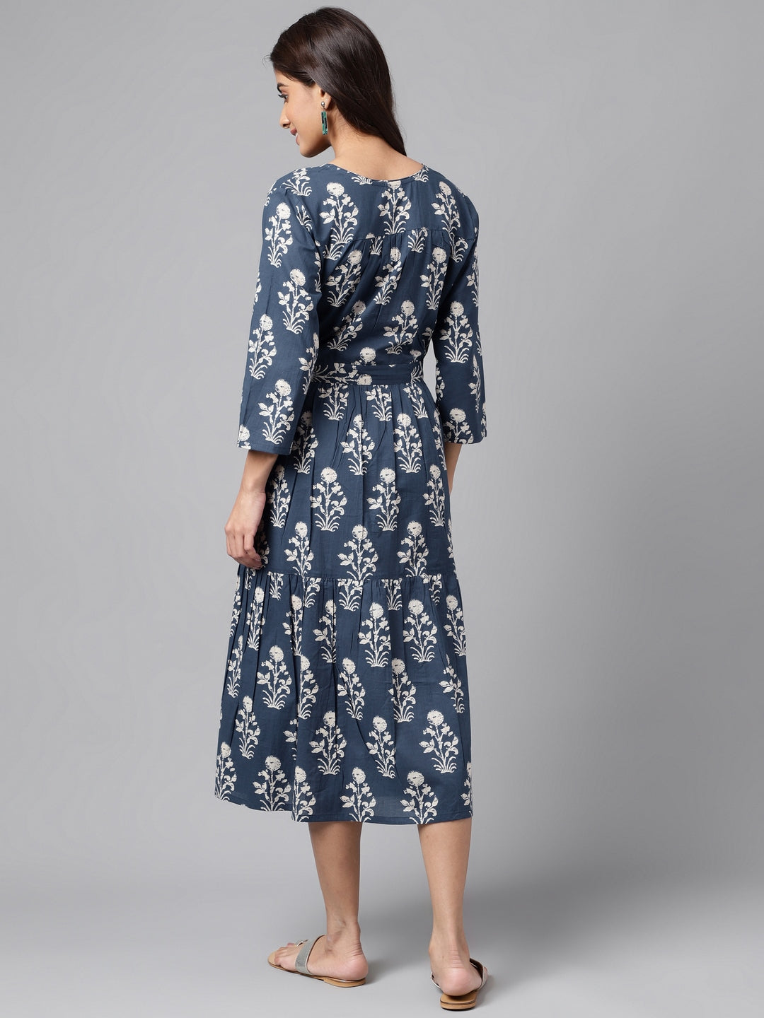 ZERESOUQ-Navy-Blue-Cotton-Floral-Printed-Casual-Wrap-Dress
