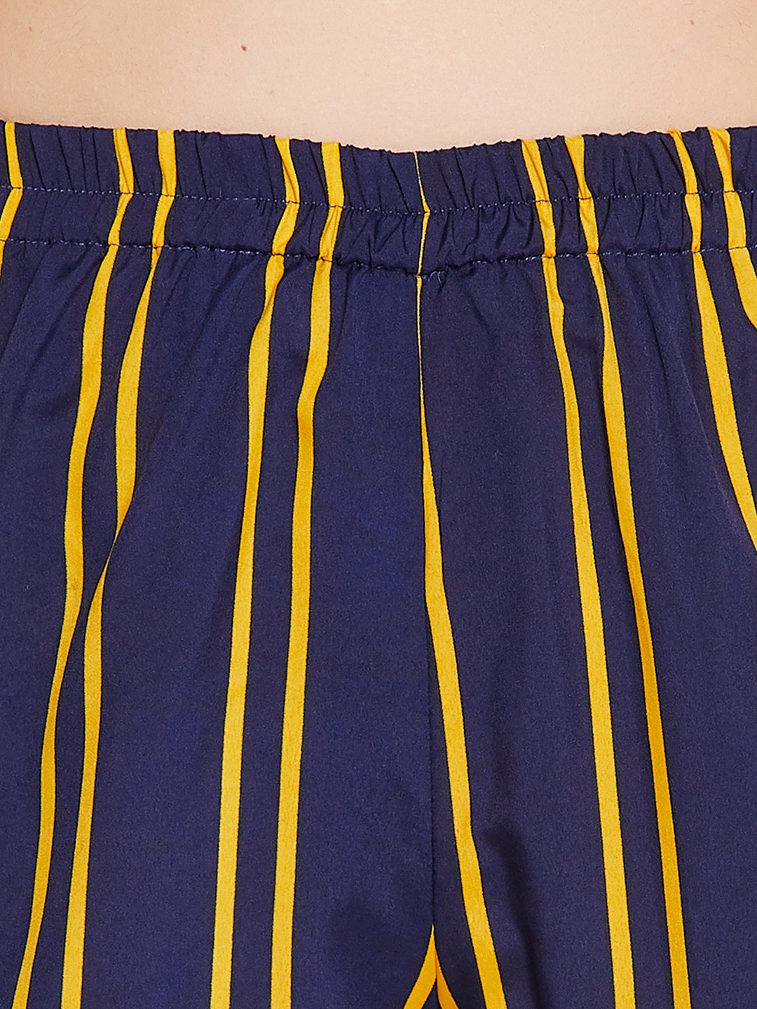 Navy & Yellow Striped Top & Shorts Set