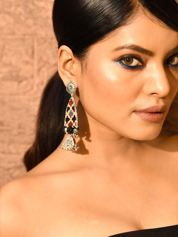 ZERESOUQ-Nea-Zoi-Black-Checkered-Handmade-Jhumka