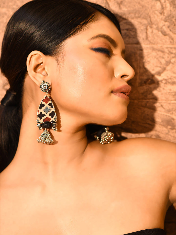 ZERESOUQ-Nea-Zoi-Black-Checkered-Handmade-Jhumka